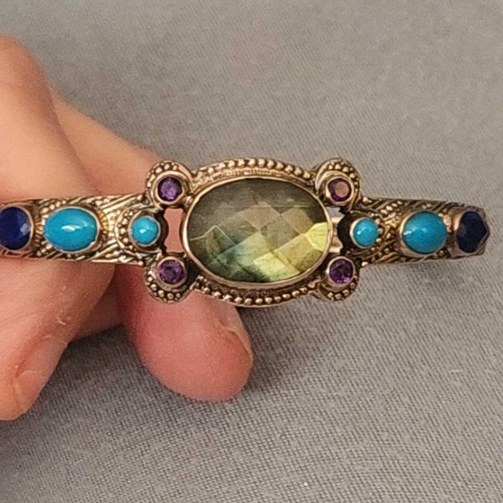Nicky Butler 925 Sterling and Blue Bracelet with Purple Accents